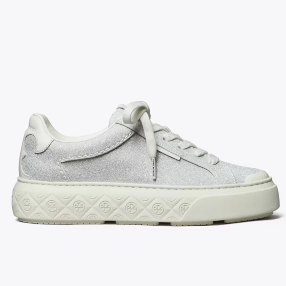 Tory Burch Lady Bug Glitter Sneaker in Silver Glitter/Blanc